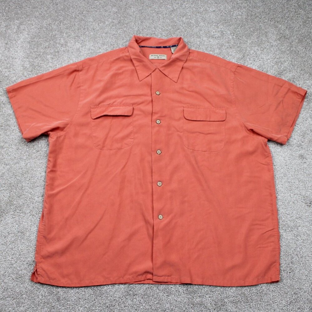 Burma Bibas Shirt Mens 2XL XXL Orange Modal Rayon Polynosic/Poly‎ Blend S/S